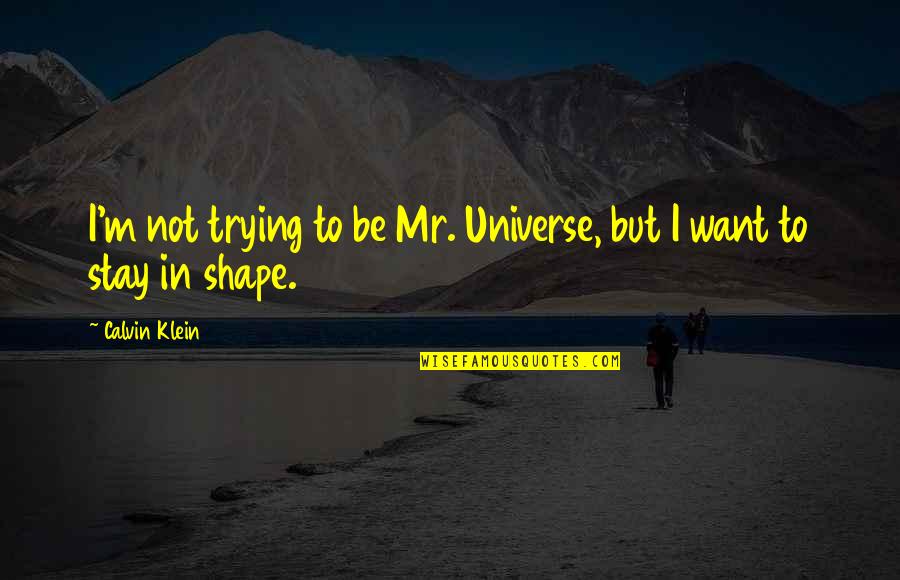 Klein's Quotes By Calvin Klein: I'm not trying to be Mr. Universe, but