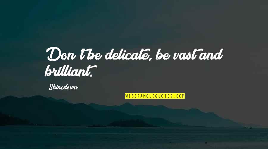 Kleinstein Syndrome Quotes By Shinedown: Don't be delicate, be vast and brilliant. Kleinstein Syndrome Quotes By Shinedown: Don't be delicate, be vast and brilliant.
