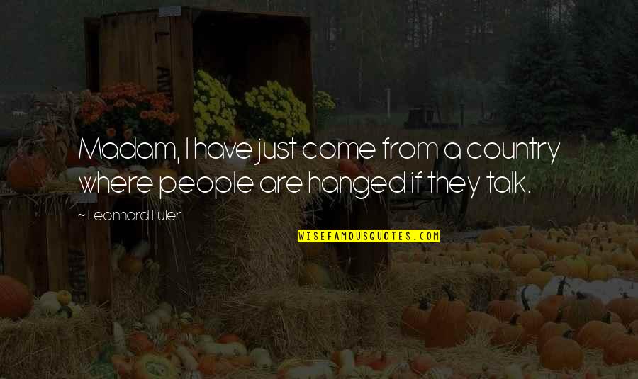 Kleinster Quotes By Leonhard Euler: Madam, I have just come from a country