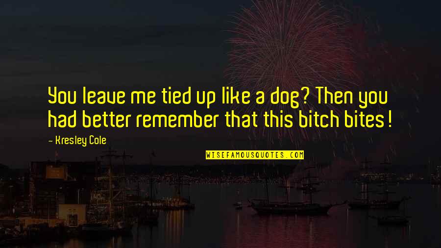 Kleypas Robert Quotes By Kresley Cole: You leave me tied up like a dog?