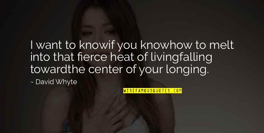 Klicho Quotes By David Whyte: I want to knowif you knowhow to melt