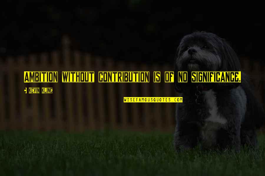 Kline Quotes By Kevin Kline: Ambition without contribution is of no significance.