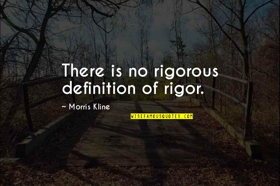 Kline Quotes By Morris Kline: There is no rigorous definition of rigor.
