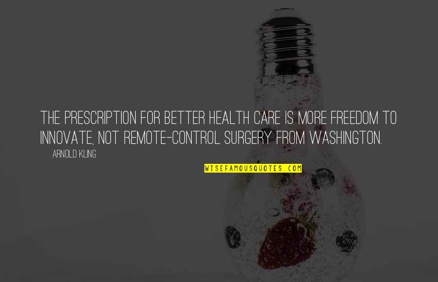 Kling Quotes By Arnold Kling: The prescription for better health care is more