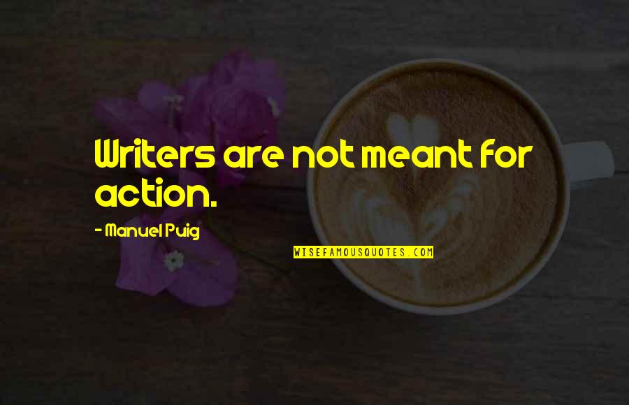 Klinis Kbbi Quotes By Manuel Puig: Writers are not meant for action.