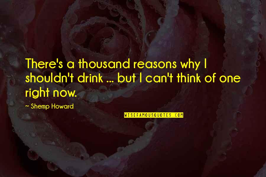 Klinkhammer Dry Fly Quotes By Shemp Howard: There's a thousand reasons why I shouldn't drink Klinkhammer Dry Fly Quotes By Shemp Howard: There's a thousand reasons why I shouldn't drink