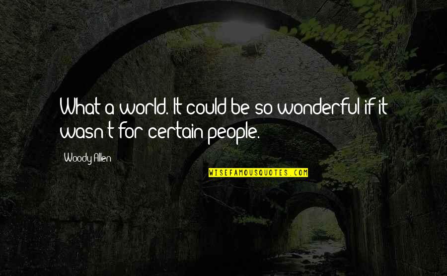 Kloesel Cleaners Quotes By Woody Allen: What a world. It could be so wonderful
