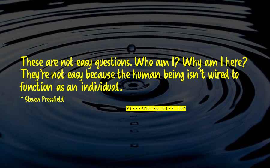 Klopty Quotes By Steven Pressfield: These are not easy questions. Who am I? Klopty Quotes By Steven Pressfield: These are not easy questions. Who am I?
