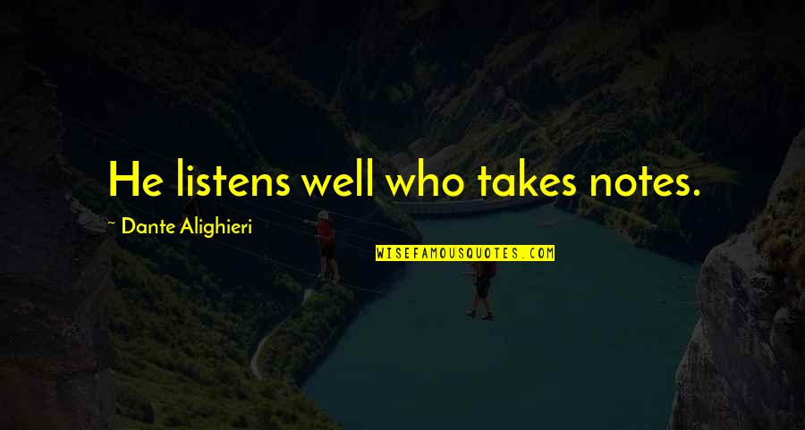 Kludd Villains Quotes By Dante Alighieri: He listens well who takes notes.