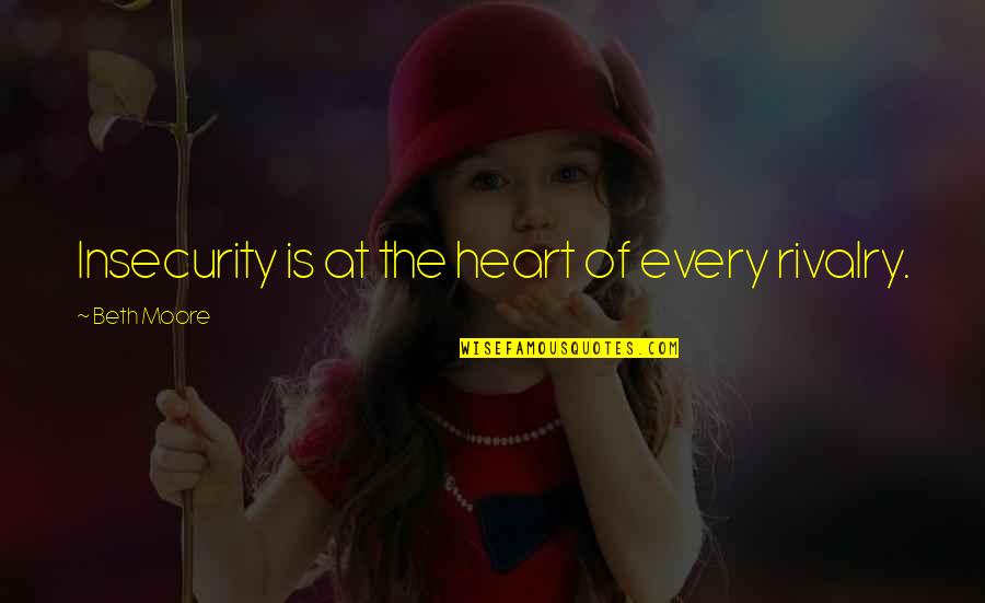 Klush Elvis Quotes By Beth Moore: Insecurity is at the heart of every rivalry. Klush Elvis Quotes By Beth Moore: Insecurity is at the heart of every rivalry.