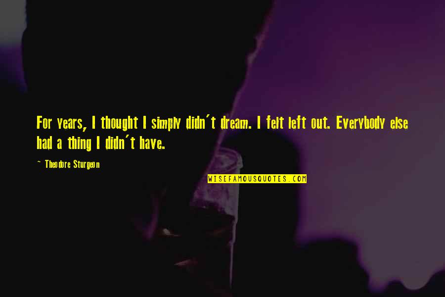 Kmekel Quotes By Theodore Sturgeon: For years, I thought I simply didn't dream. Kmekel Quotes By Theodore Sturgeon: For years, I thought I simply didn't dream.
