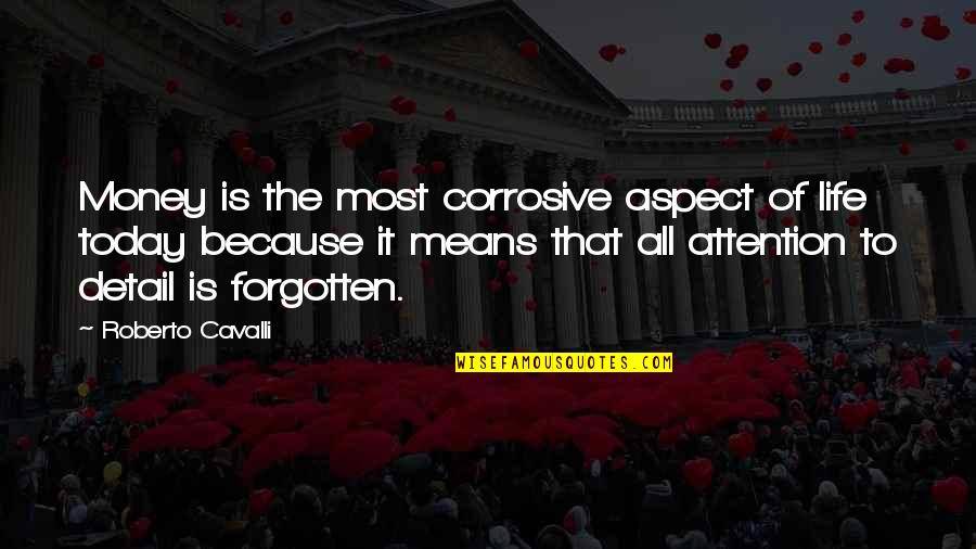 Kmeki Quotes By Roberto Cavalli: Money is the most corrosive aspect of life