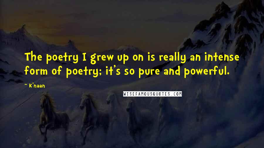 K'naan quotes: The poetry I grew up on is really an intense form of poetry; it's so pure and powerful.