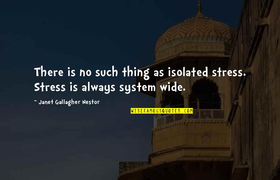 Knabbel Quotes By Janet Gallagher Nestor: There is no such thing as isolated stress. Knabbel Quotes By Janet Gallagher Nestor: There is no such thing as isolated stress.