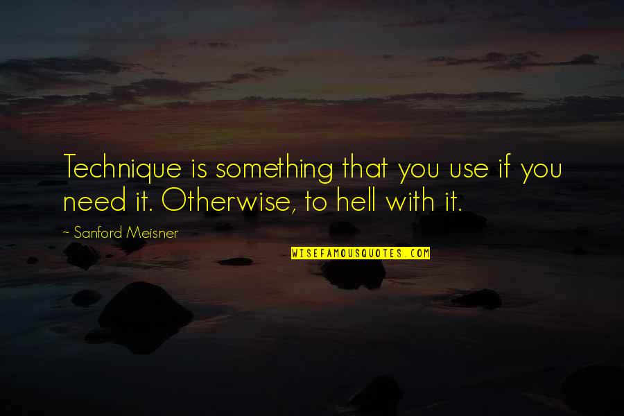 Knauer Inc Quotes By Sanford Meisner: Technique is something that you use if you