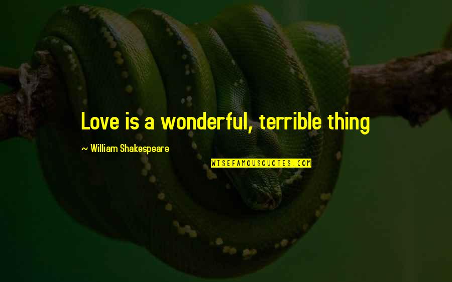 Knave Of Hearts Quotes By William Shakespeare: Love is a wonderful, terrible thing