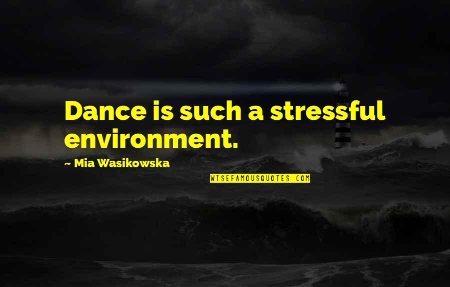 Knee Injuries Quotes By Mia Wasikowska: Dance is such a stressful environment.