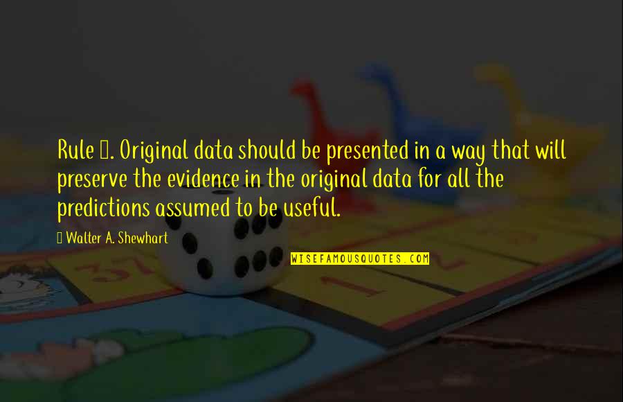 Kneelers For Home Quotes By Walter A. Shewhart: Rule 1. Original data should be presented in