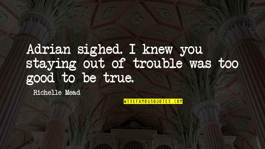 Knew You Were Trouble Quotes By Richelle Mead: Adrian sighed. I knew you staying out of
