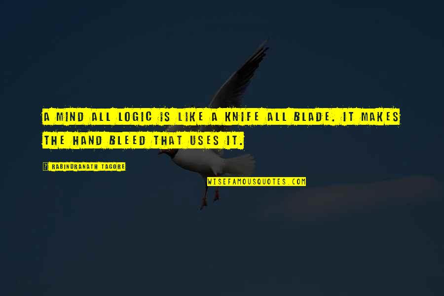 Knife Blade Quotes By Rabindranath Tagore: A mind all logic is like a knife