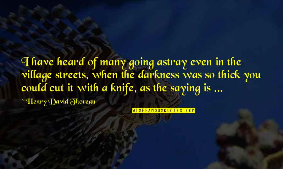Knife Quotes By Henry David Thoreau: I have heard of many going astray even