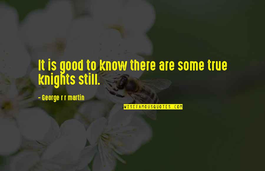 Knights Quotes By George R R Martin: It is good to know there are some