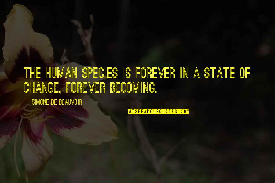 Knightsbridge School Quotes By Simone De Beauvoir: The human species is forever in a state Knightsbridge School Quotes By Simone De Beauvoir: The human species is forever in a state