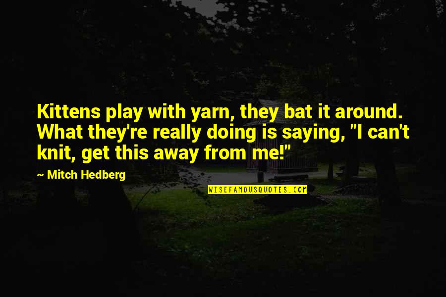 Knit Quotes By Mitch Hedberg: Kittens play with yarn, they bat it around.