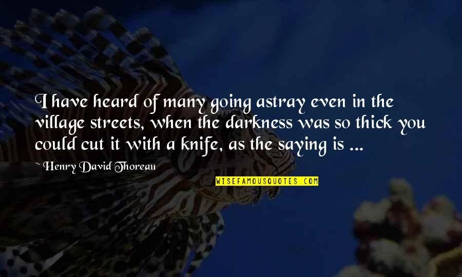 Knives Quotes By Henry David Thoreau: I have heard of many going astray even