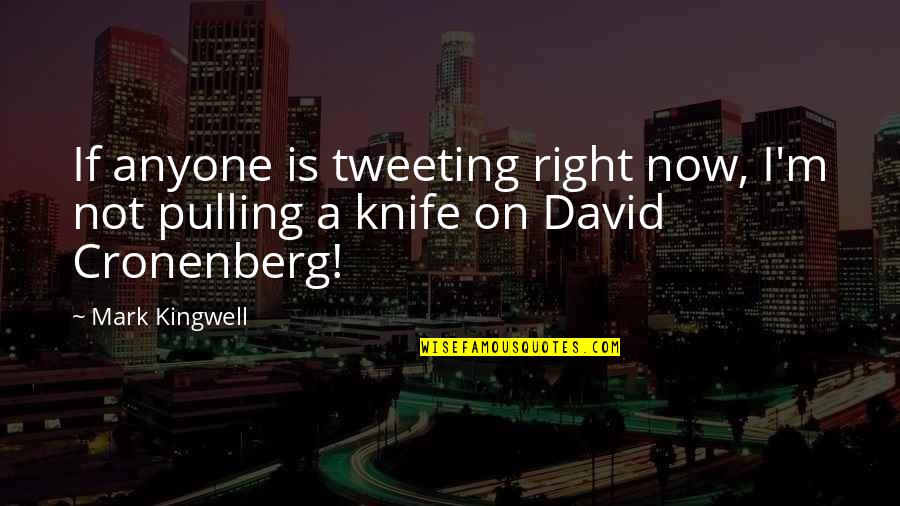 Knives Quotes By Mark Kingwell: If anyone is tweeting right now, I'm not