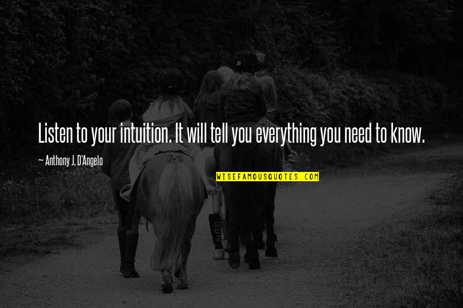 Knji Nice U Zagrebu Quotes By Anthony J. D'Angelo: Listen to your intuition. It will tell you Knji Nice U Zagrebu Quotes By Anthony J. D'Angelo: Listen to your intuition. It will tell you