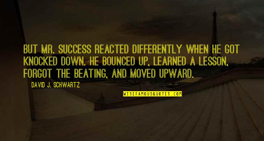 Knocked Down But Not Out Quotes By David J. Schwartz: But Mr. Success reacted differently when he got