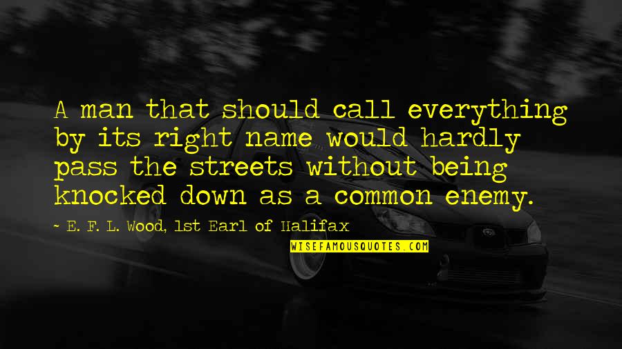 Knocked Down Quotes By E. F. L. Wood, 1st Earl Of Halifax: A man that should call everything by its