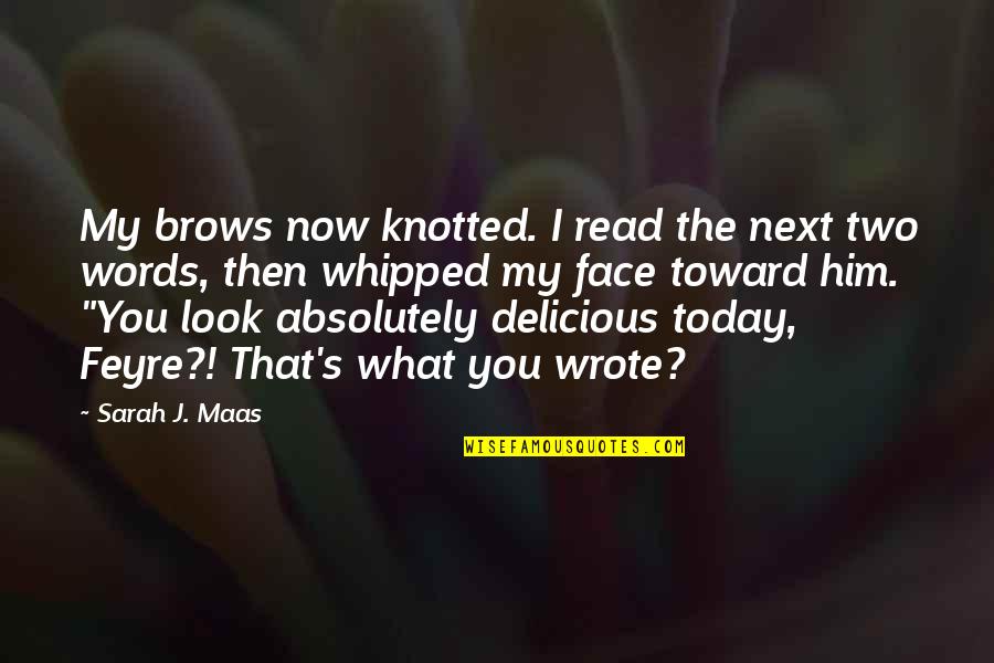 Knotted Quotes By Sarah J. Maas: My brows now knotted. I read the next