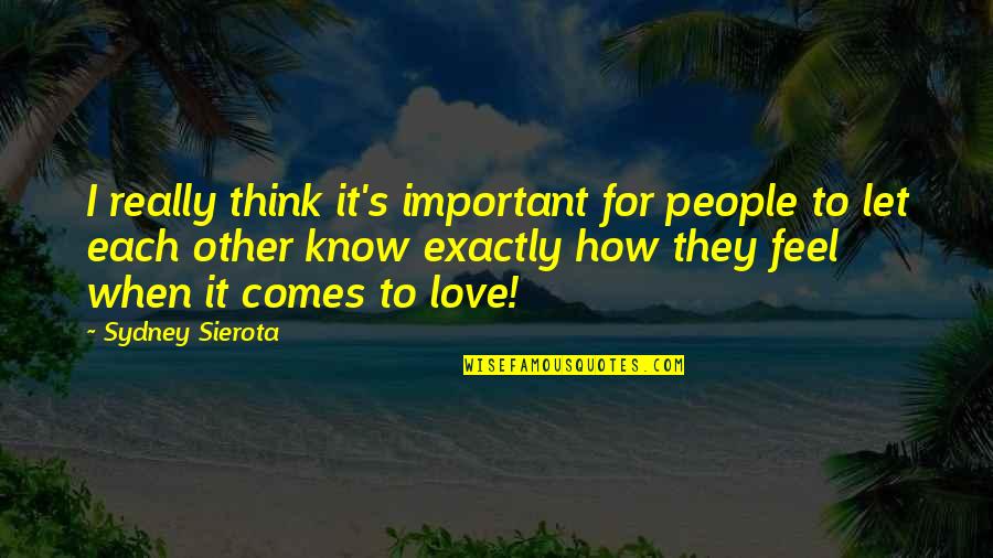 Know How To Love Quotes By Sydney Sierota: I really think it's important for people to Know How To Love Quotes By Sydney Sierota: I really think it's important for people to