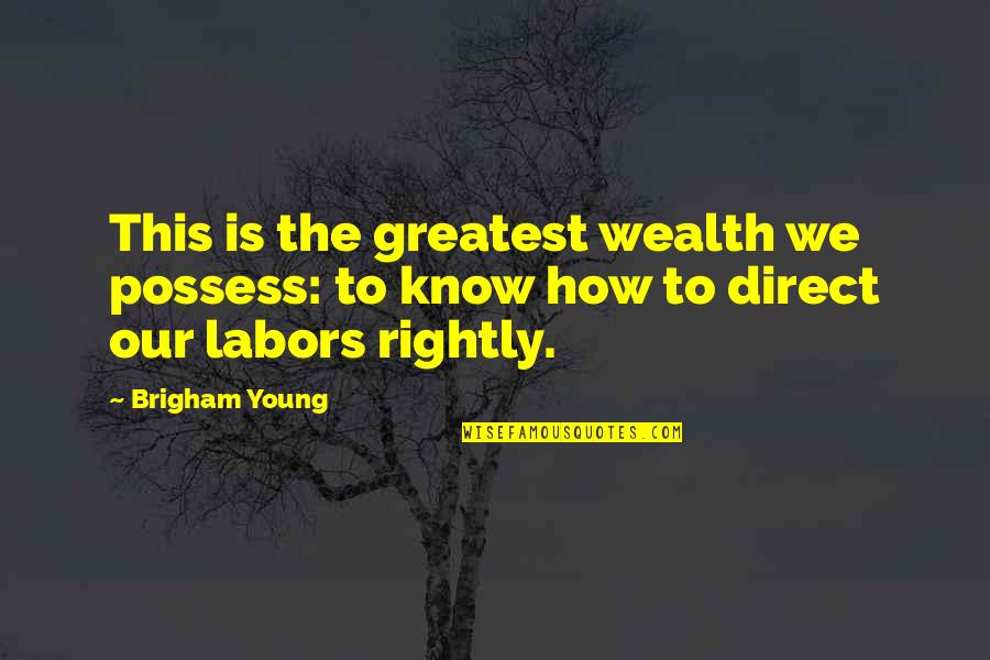 Know Some Young Quotes By Brigham Young: This is the greatest wealth we possess: to