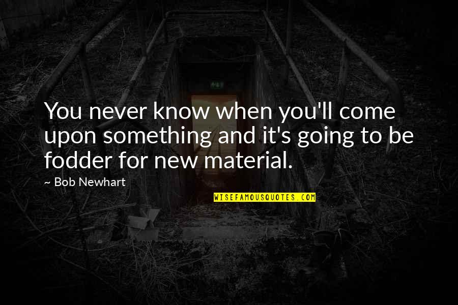 Know Something Is Going Quotes By Bob Newhart: You never know when you'll come upon something