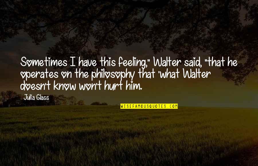 Know That Feeling Quotes By Julia Glass: Sometimes I have this feeling," Walter said, "that