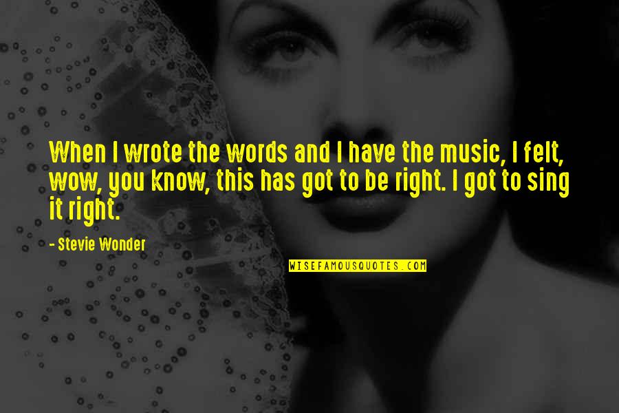 Know The Words Quotes By Stevie Wonder: When I wrote the words and I have