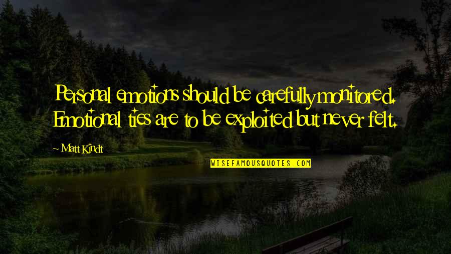 Know Thyself Quotes Quotes By Matt Kindt: Personal emotions should be carefully monitored. Emotional ties