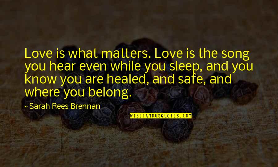 Know What Matters Quotes By Sarah Rees Brennan: Love is what matters. Love is the song