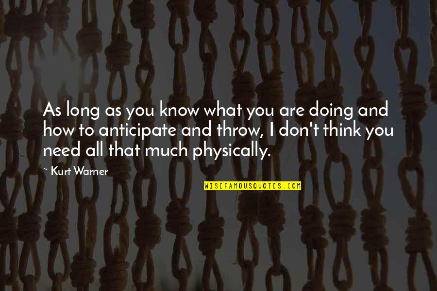 Know What You Are Doing Quotes By Kurt Warner: As long as you know what you are