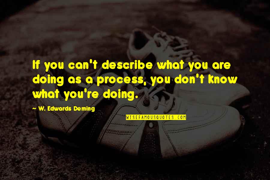 Know What You Are Doing Quotes By W. Edwards Deming: If you can't describe what you are doing