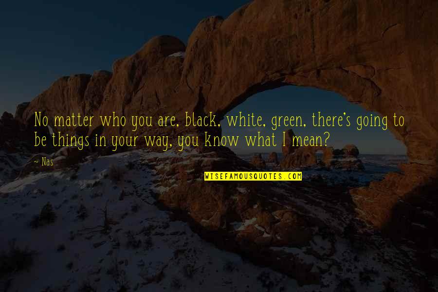 Know Who You Are Quotes By Nas: No matter who you are, black, white, green,