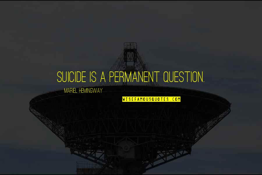 Know Words With Friends Quotes By Mariel Hemingway: Suicide is a permanent question. Know Words With Friends Quotes By Mariel Hemingway: Suicide is a permanent question.