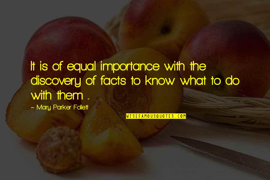 Know Your Facts Quotes By Mary Parker Follett: It is of equal importance with the discovery