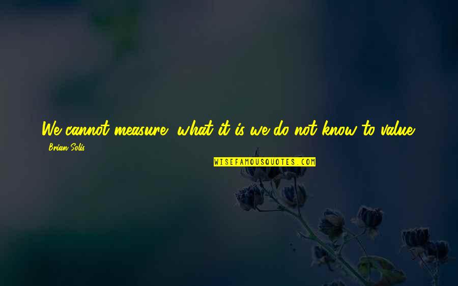 Know Your Values Quotes By Brian Solis: We cannot measure, what it is we do