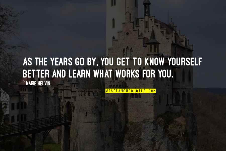 Know Yourself Quotes By Marie Helvin: As the years go by, you get to