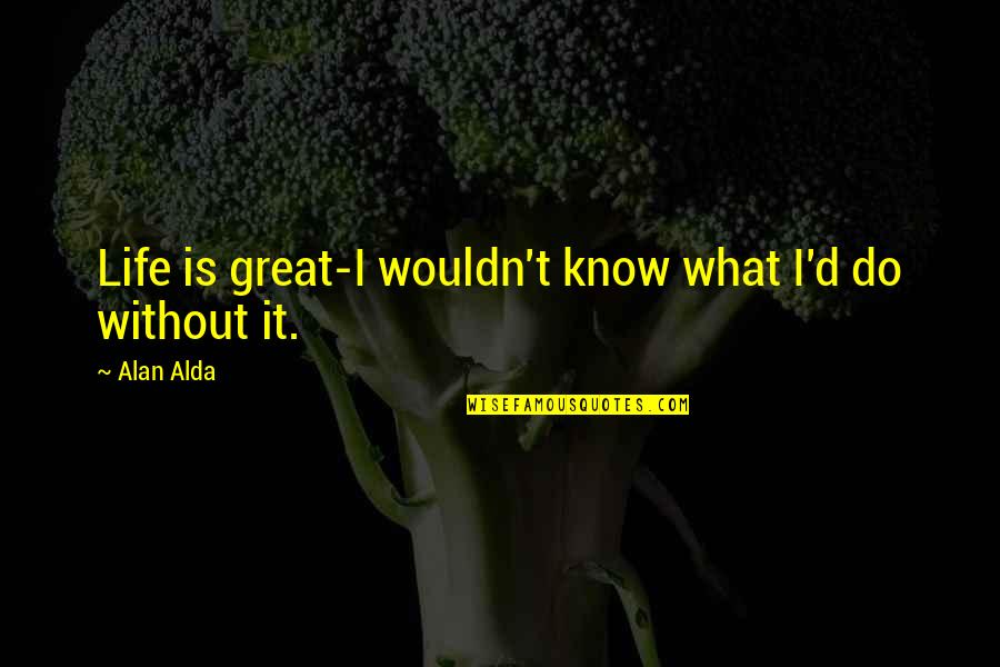 Know'd Quotes By Alan Alda: Life is great-I wouldn't know what I'd do