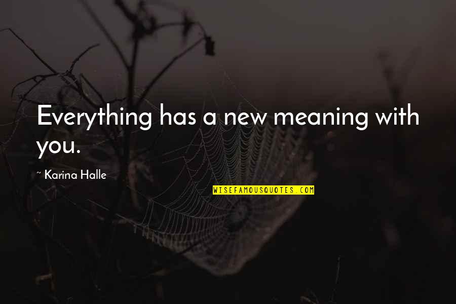 Knowescape Quotes By Karina Halle: Everything has a new meaning with you. Knowescape Quotes By Karina Halle: Everything has a new meaning with you.